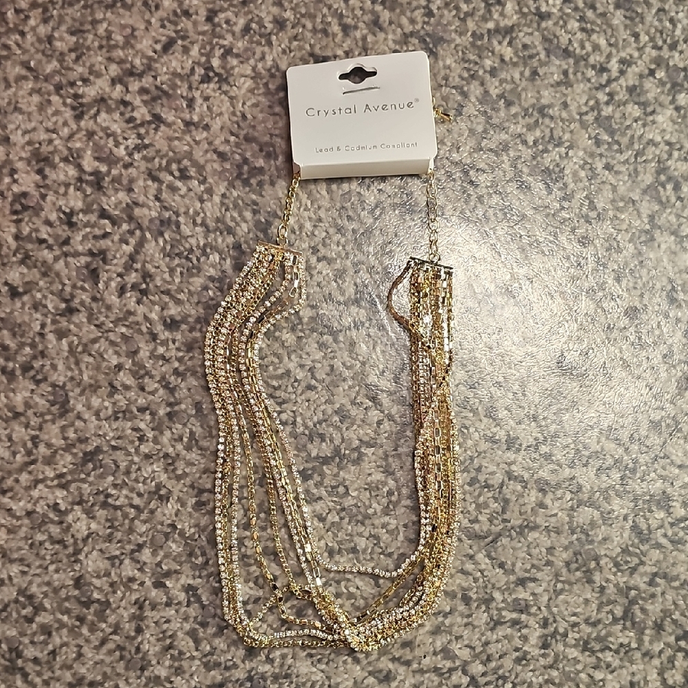 Crystal Avenue Gold Multi-Strand Necklace